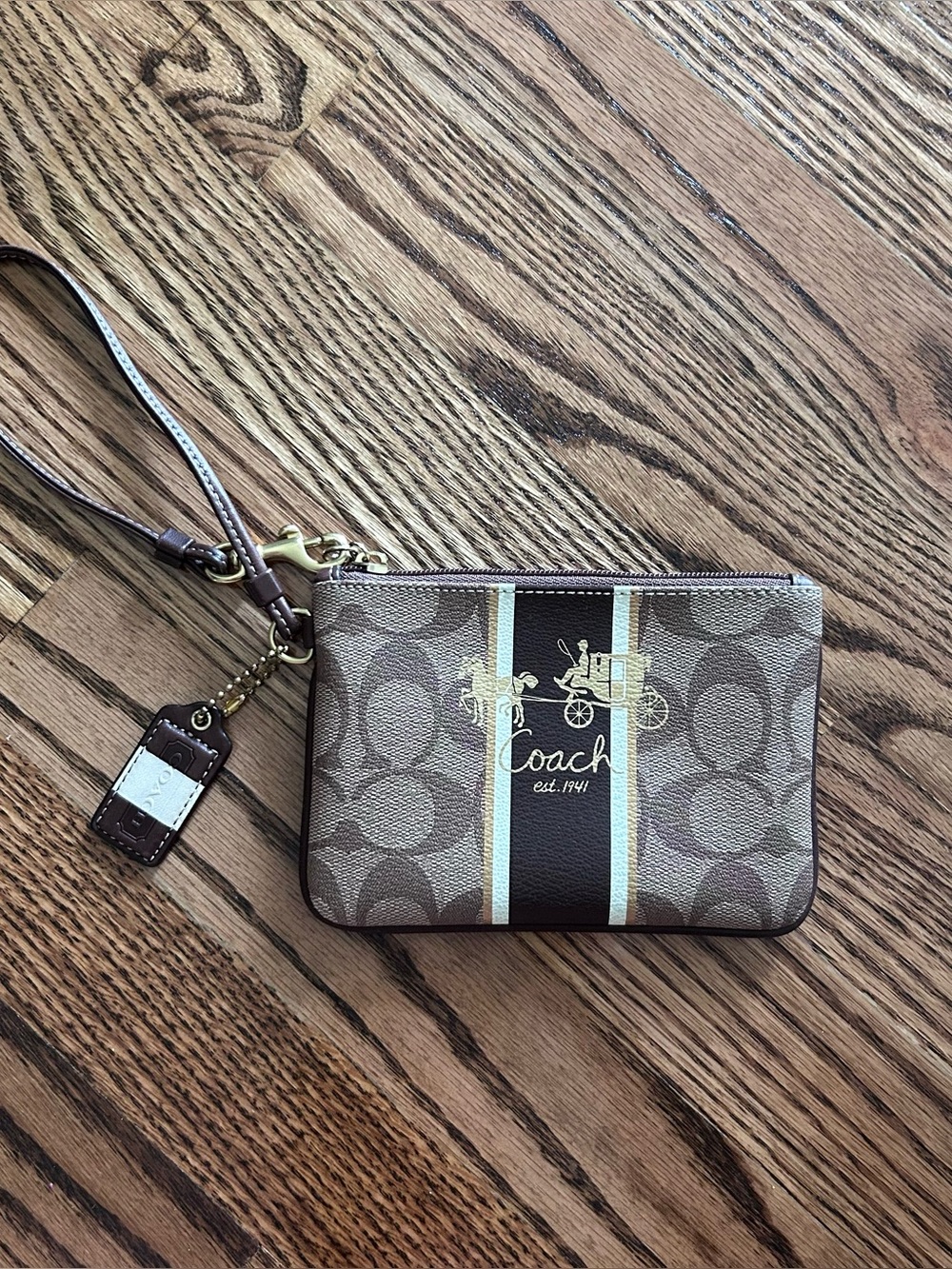 Coach Heritage stagecoach wristlet NWOT